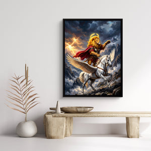 Pegasus and the Lion — pegasus and the lion sq bench rock 1port framed black