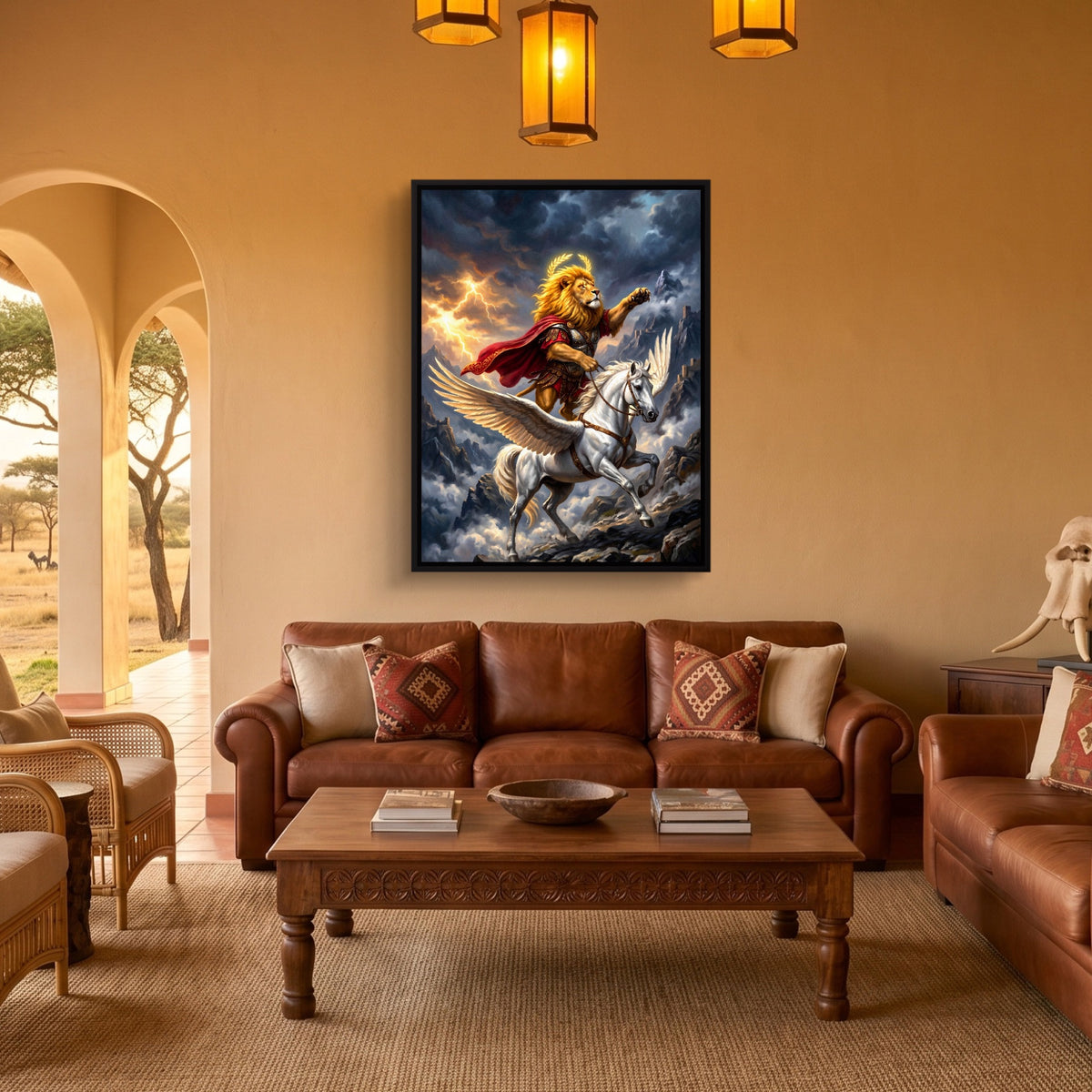 Pegasus and the Lion — pegasus and the lion sq safari house 1port framed black