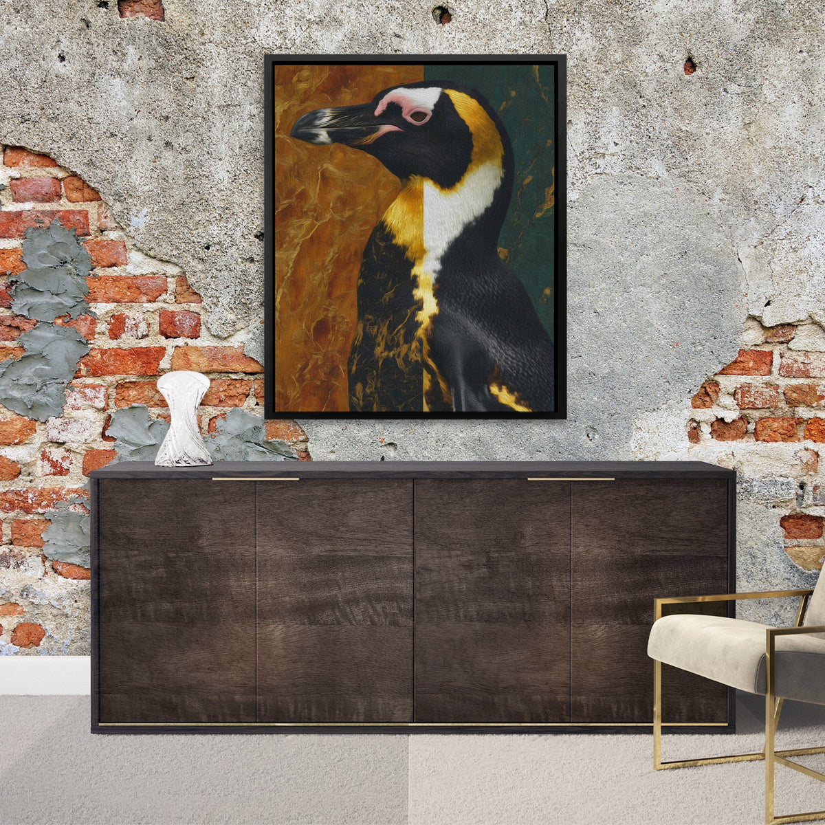 Penguin Color Abstract — Penguin Color Abstract Luxurious Room Exposed Brick 48