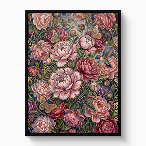 Peonies Golden Bloom — peonies golden bloom white studio framed black