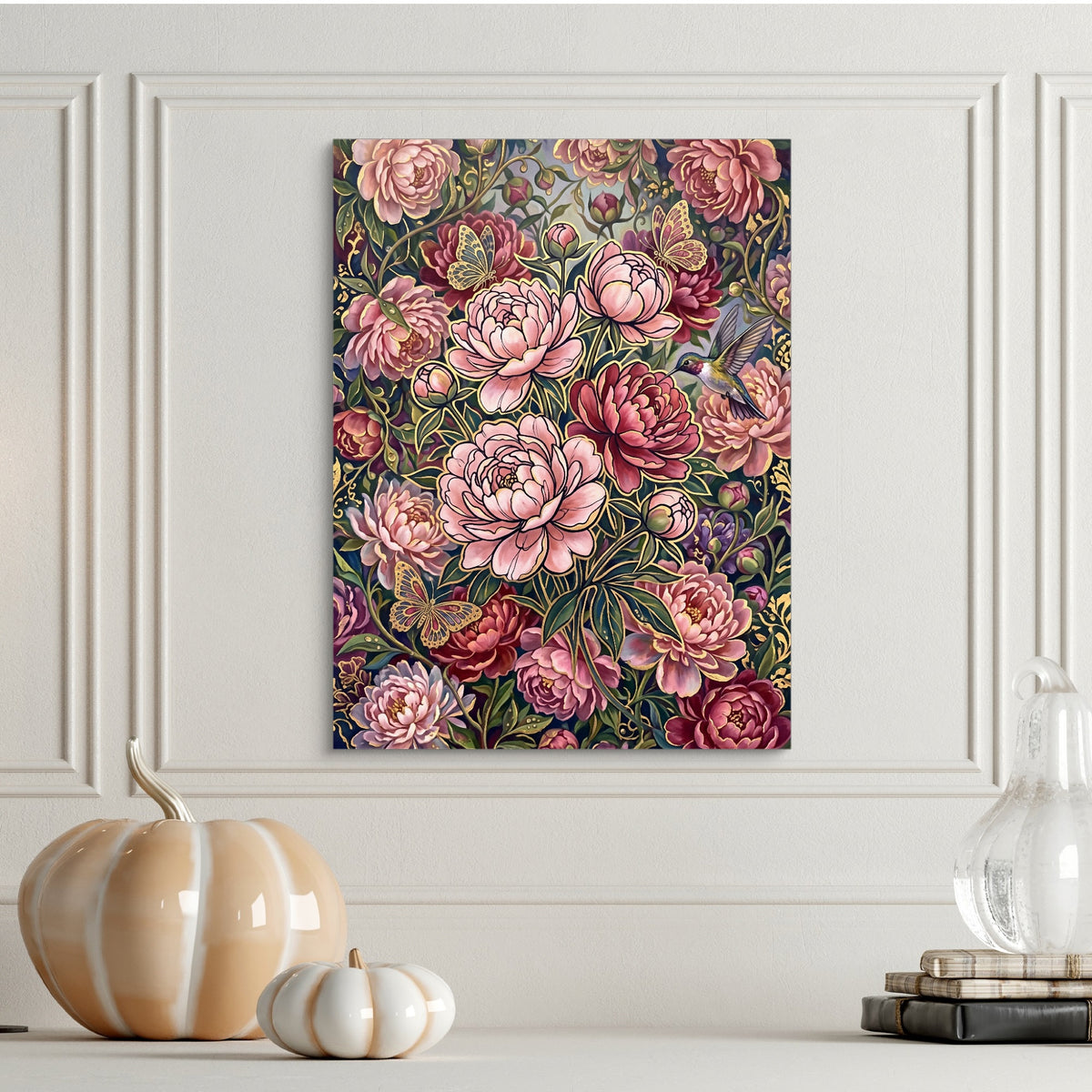 Peonies Golden Bloom — peonies golden bloom sq halloween wall 1port flush print