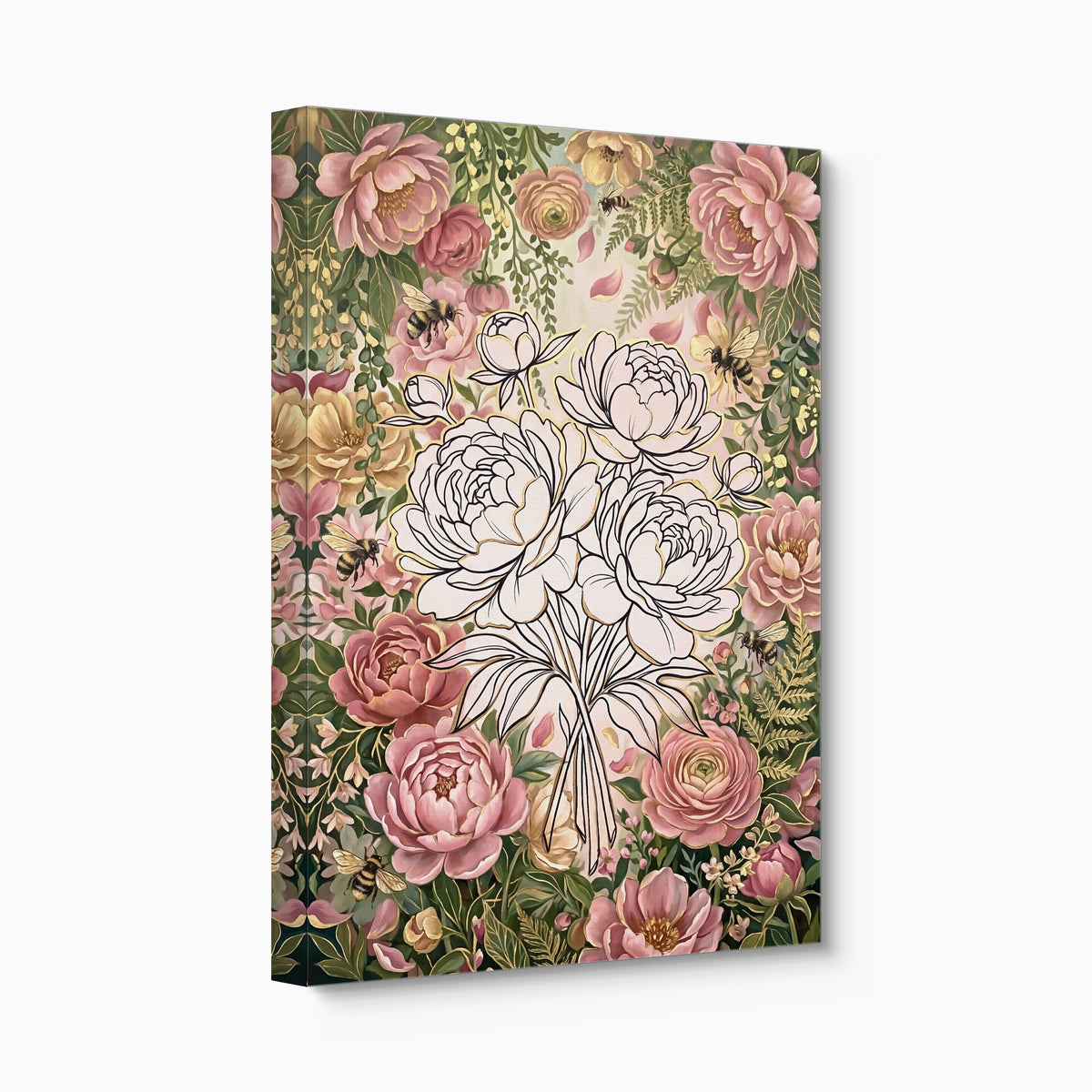 Peonies Golden Gathering — peonies golden gathering angled flush print
