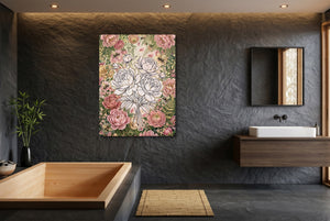 Peonies Golden Gathering — peonies golden gathering small bathroom interior 1port flush print