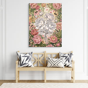 Peonies Golden Gathering — peonies golden gathering sq living room chair 1port flush print