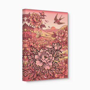 Peonies Golden Sunset — peonies golden sunset angled flush print
