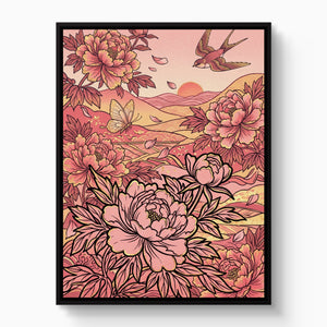 Peonies Golden Sunset — peonies golden sunset white studio framed black