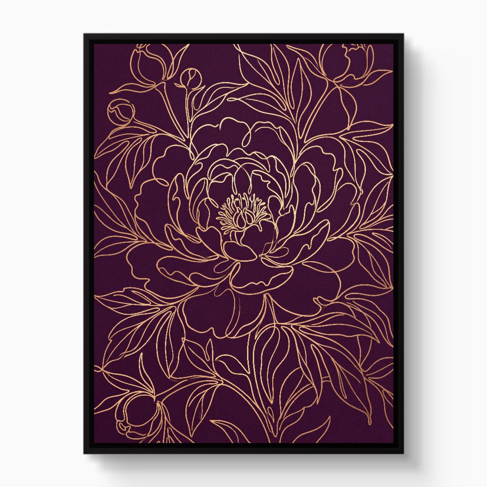 Peony Bloom Gold — peony bloom gold white studio framed black