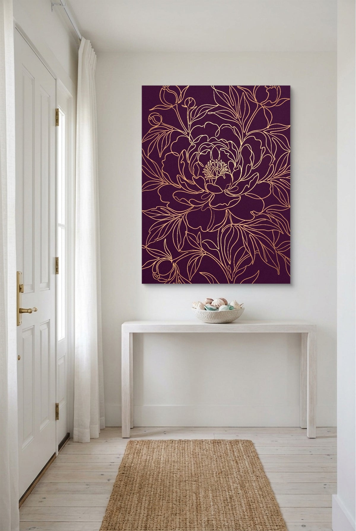 Peony Bloom Gold — peony bloom gold p small room with table 1port flush print