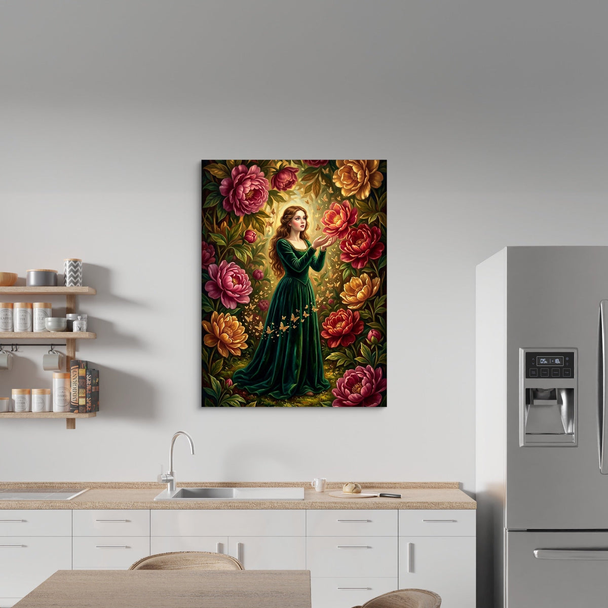 Peony Bloom Woman - Luxury Wall Art