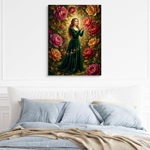 Peony Bloom Woman - Luxury Wall Art