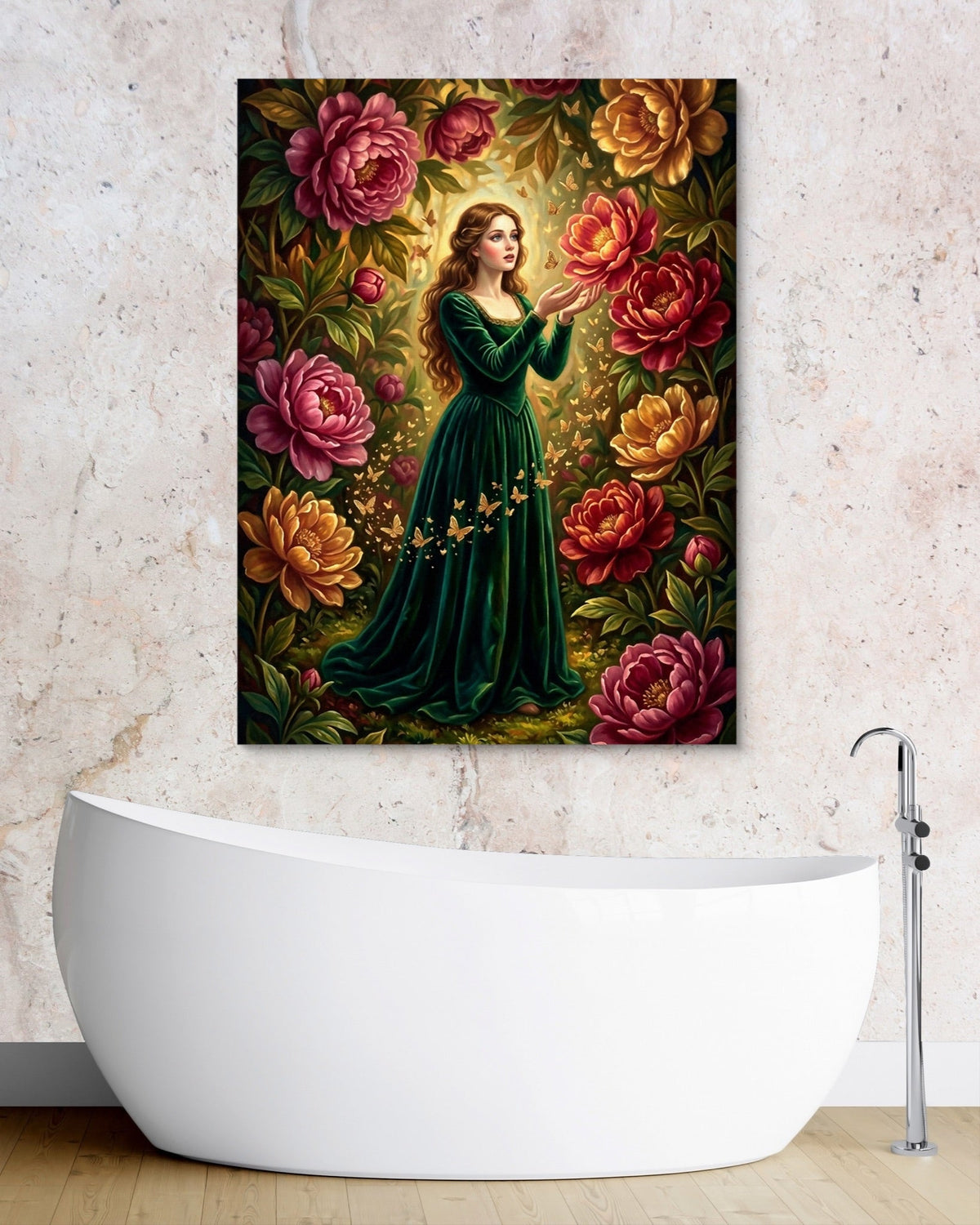 Peony Bloom Woman - Luxury Wall Art
