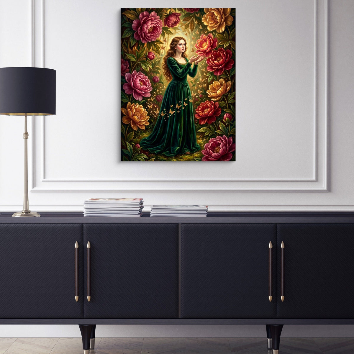 Peony Bloom Woman - Luxury Wall Art