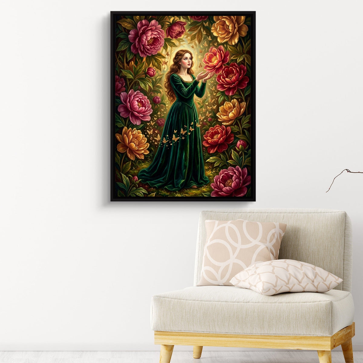 Peony Bloom Woman - Luxury Wall Art