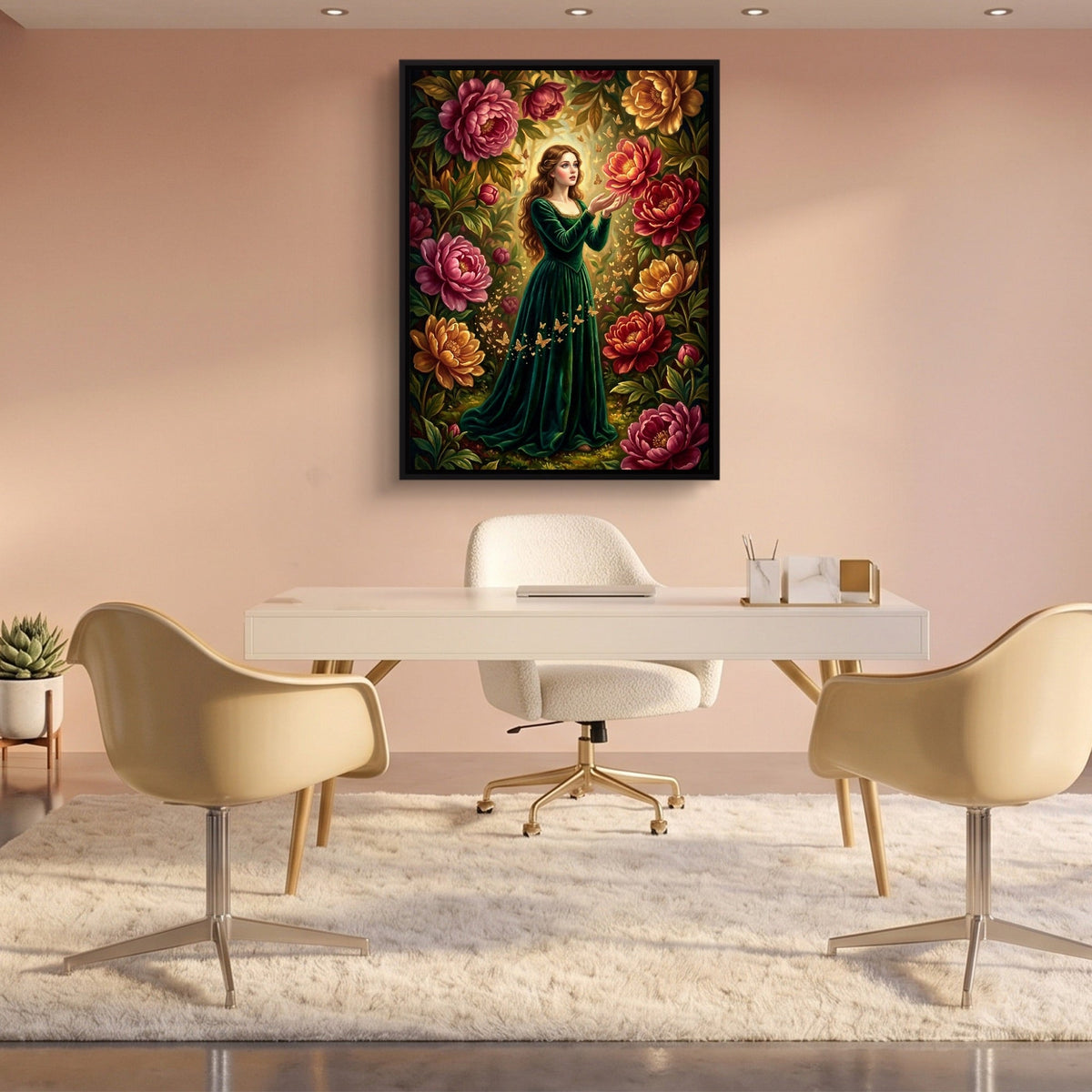 Peony Bloom Woman - Luxury Wall Art