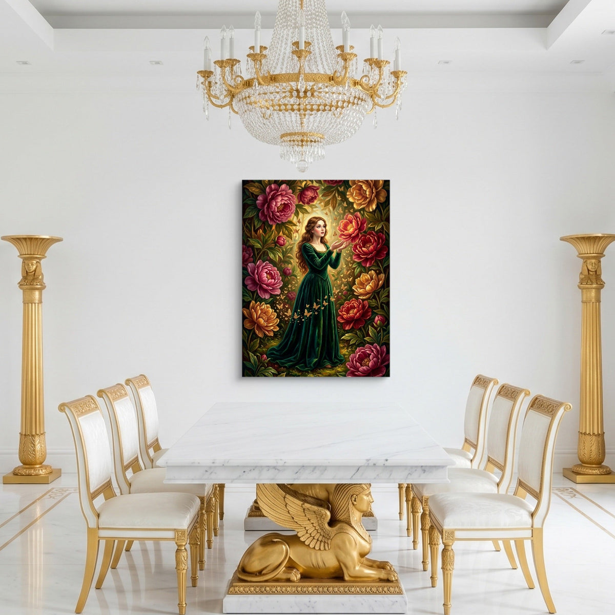 Peony Bloom Woman - Luxury Wall Art