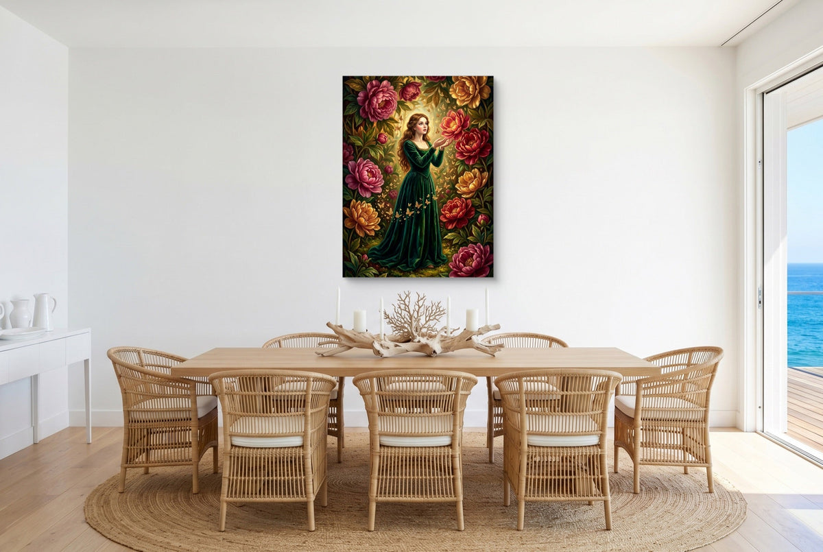 Peony Bloom Woman - Luxury Wall Art
