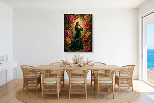 Peony Bloom Woman - Luxury Wall Art