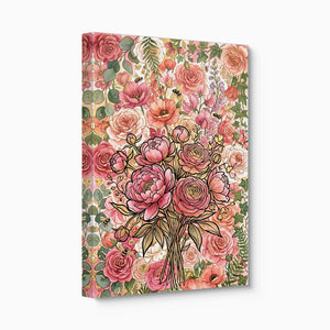 Peony Ranunculus Bouquet — peony ranunculus bouquet angled flush print