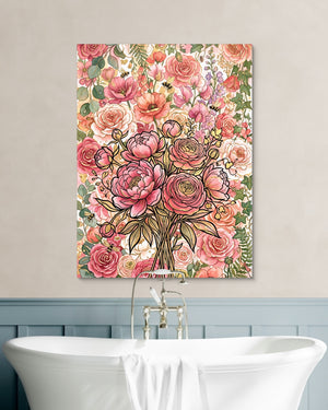 Peony Ranunculus Bouquet — peony ranunculus bouquet psd white wall green bath 1port flush print