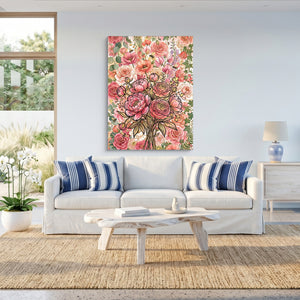 Peony Ranunculus Bouquet — peony ranunculus bouquet sq beach house 1port flush print