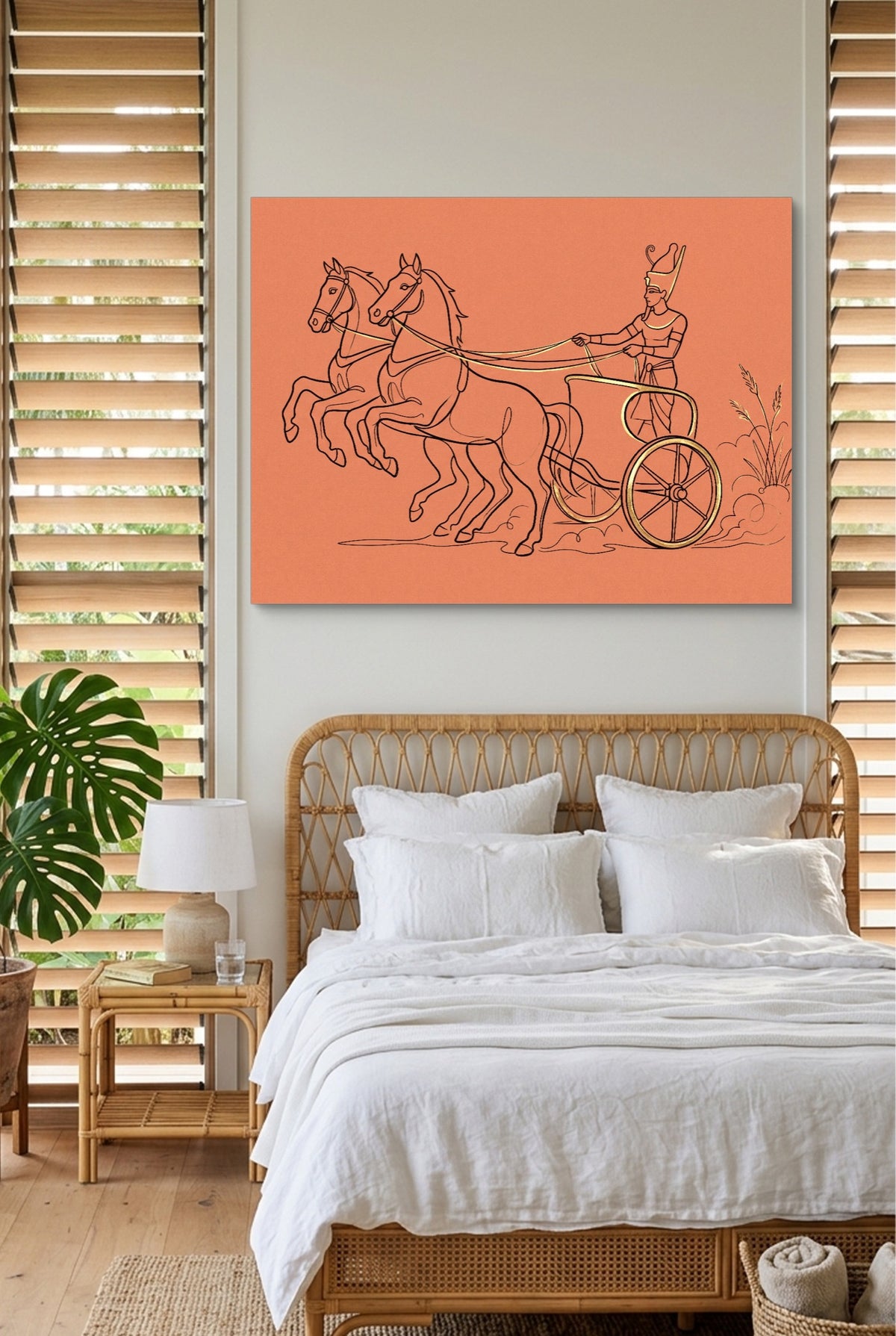 Pharaoh Chariot Gallop — pharaoh chariot gallop p bedroom with window blinds 1land flush print