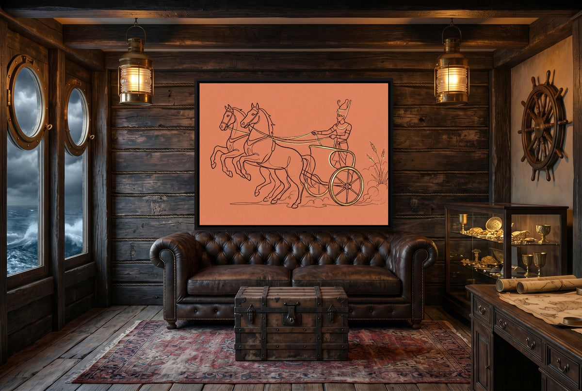 Pharaoh Chariot Gallop — pharaoh chariot gallop small cabin interior view 1land framed black