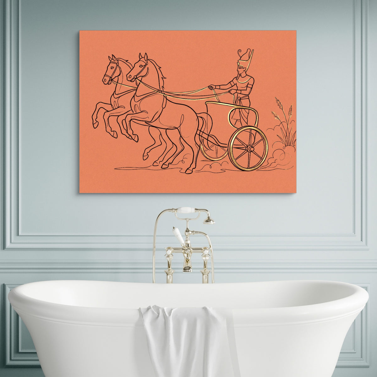 Pharaoh Chariot Gallop — pharaoh chariot gallop sq luxury bathroom wall 1land flush print