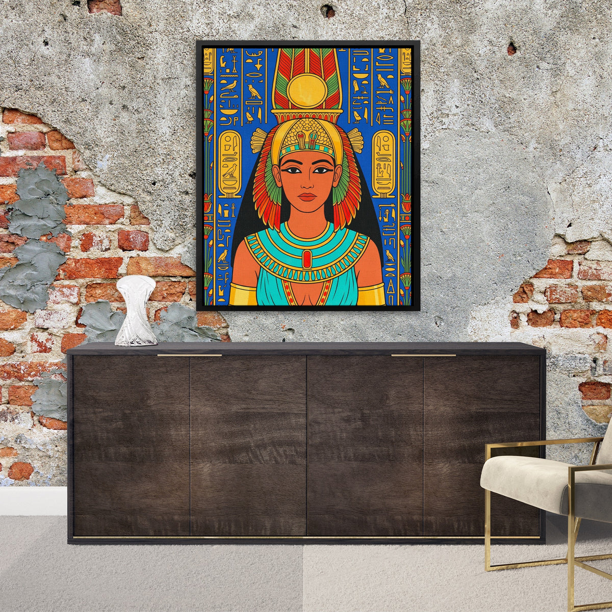 Pharaoh Golden Headdress — Pharaoh Golden Headdress Luxurious Room Exposed Brick 53