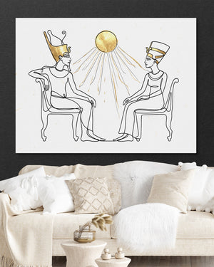Pharaoh Queen Golden — pharaoh queen golden psd black wall white couch 1land flush print