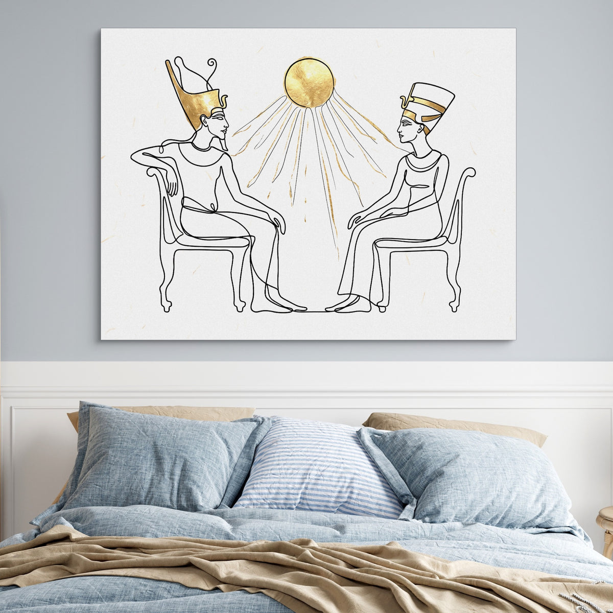 Pharaoh Queen Golden — pharaoh queen golden sq blue bedroom 1land flush print