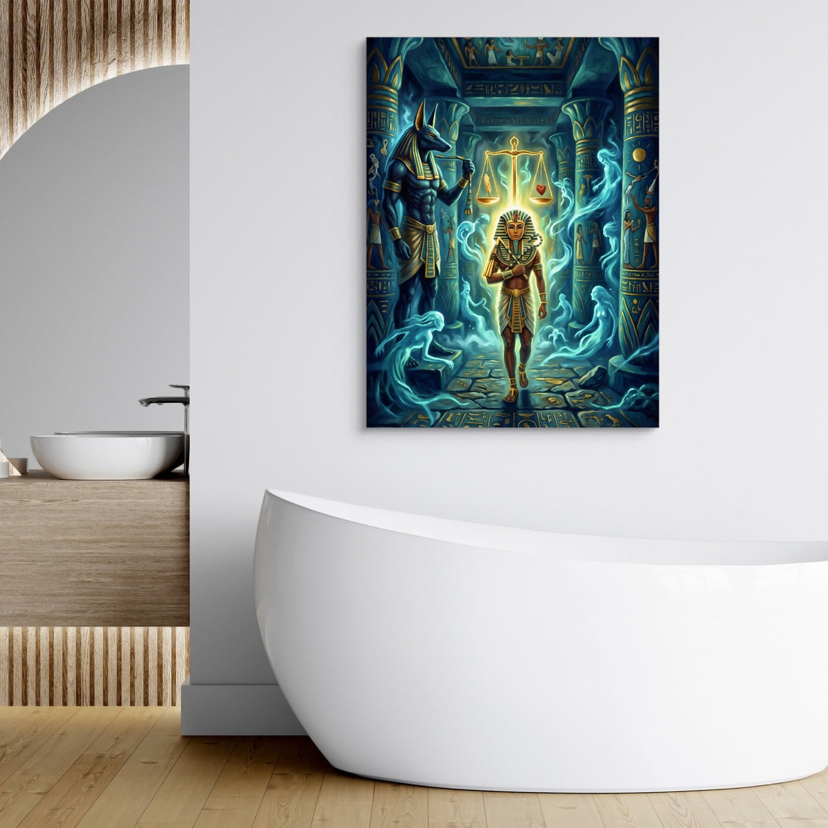 Pharaoh's Glowing Judgment — pharaoh's glowing judgment sq bathroom hotel 1port flush print