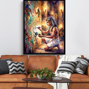 Pharaoh's Wall Script — pharaoh's wall script sq orange couch 1port framed black