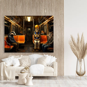 Pharaoh Subway Commute — pharaoh subway commute sq beige art room 1land flush print