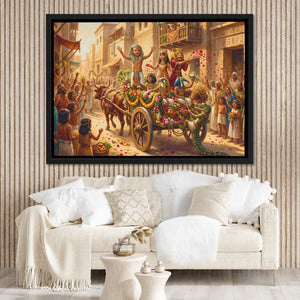 Pharaoh's Golden Procession canvas wall art, room view