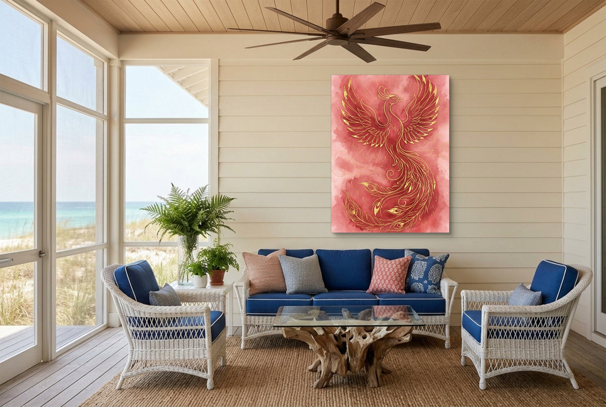 Phoenix Ascendant Burst — phoenix ascendant burst living room with couch 2 1port flush print