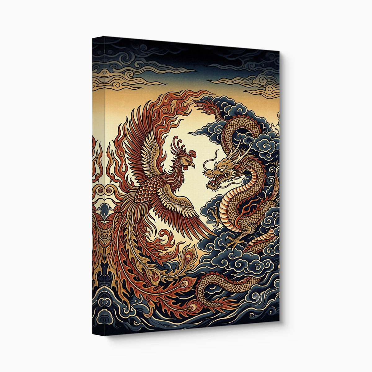 Phoenix Dragon Confront — phoenix dragon confront angled flush print