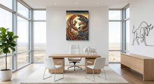 Phoenix Dragon Confront — phoenix dragon confront office space with furniture 1port flush print