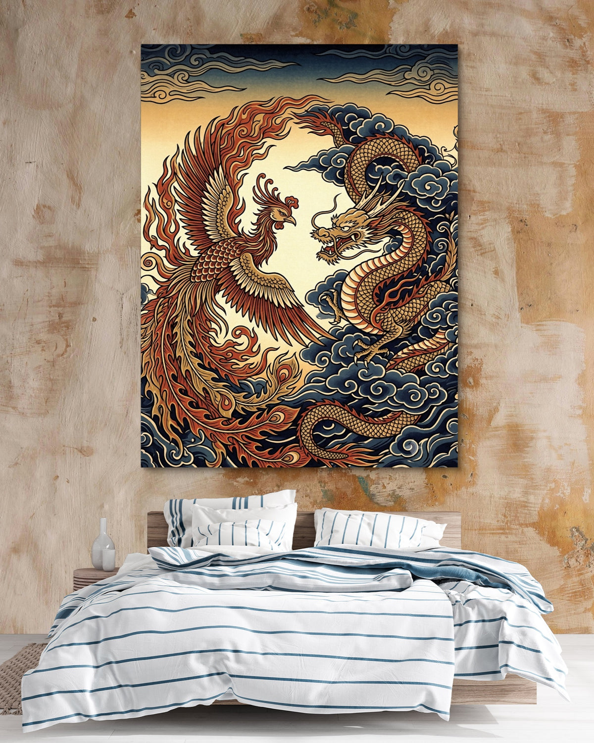 Phoenix Dragon Confront — phoenix dragon confront psd clay beige bedroom 1port flush print