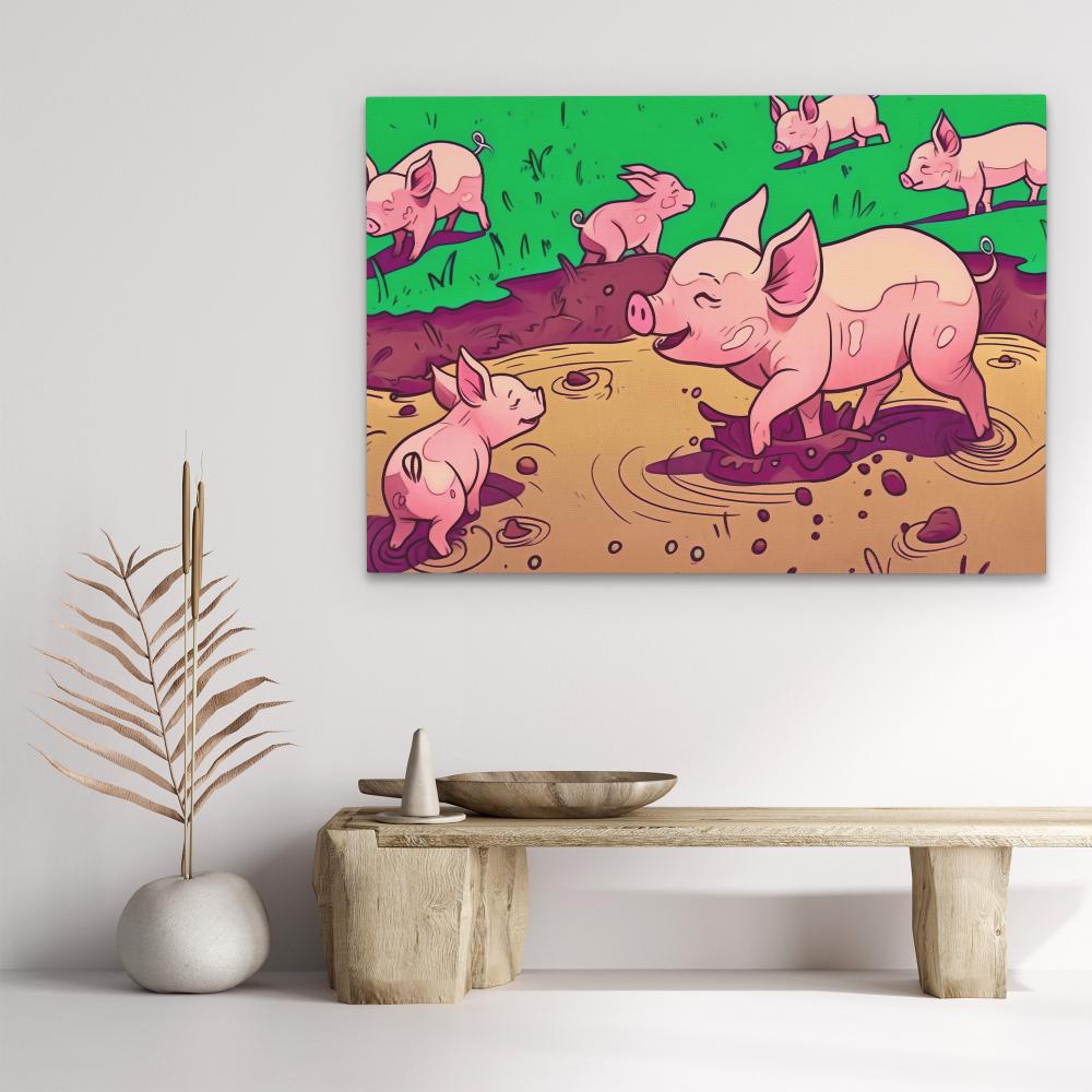 Pigs in the Mud - Luxury Wall Art