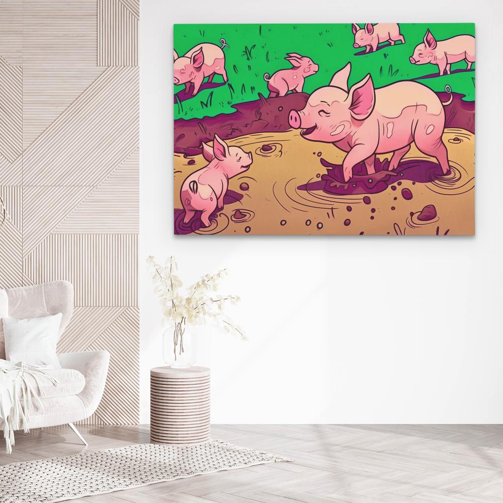Pigs in the Mud - Luxury Wall Art
