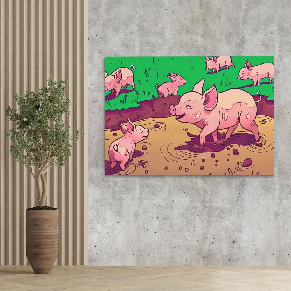 Pigs in the Mud - Luxury Wall Art