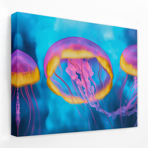 Pink and Blue Jellyfish - Luxury Wall Art