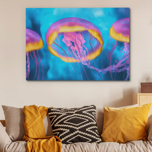 Pink and Blue Jellyfish - Luxury Wall Art