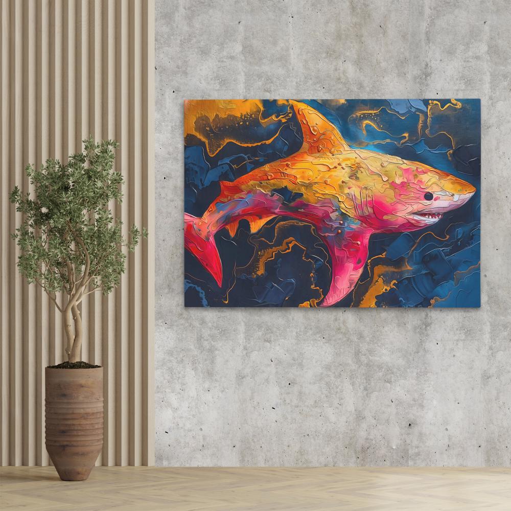Pink and Gold Shark - Luxury Wall Art