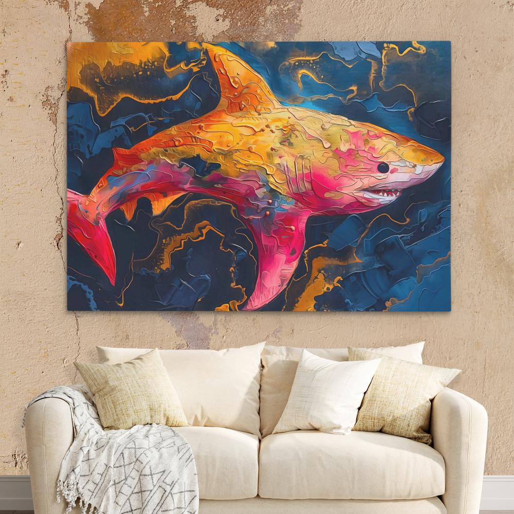 Pink and Gold Shark - Luxury Wall Art