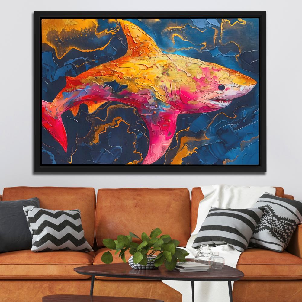 Pink and Gold Shark - Luxury Wall Art
