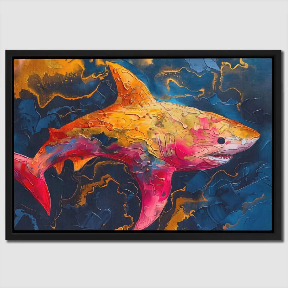 Pink and Gold Shark - Ocean Canvas Wall Art
