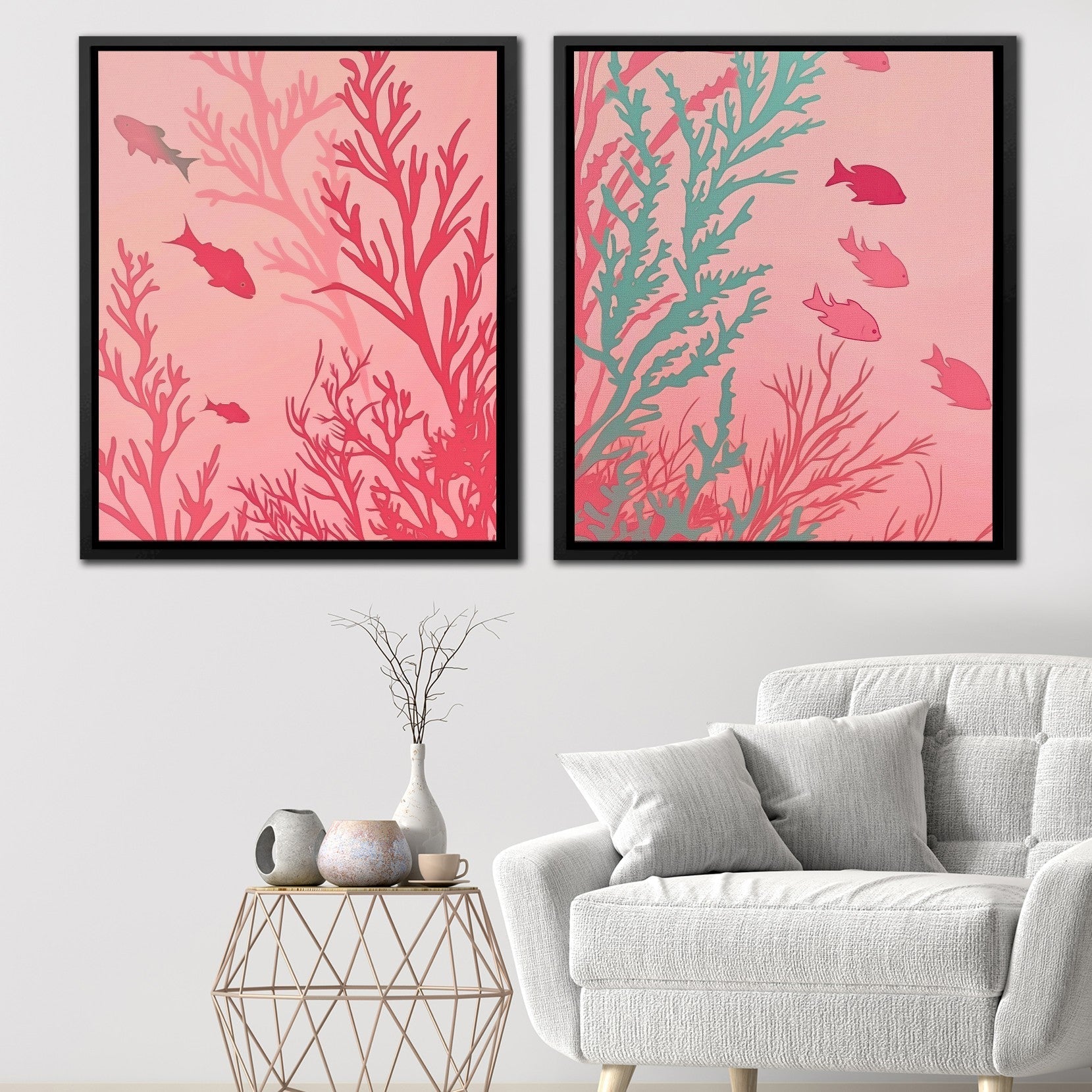 Pink Coral Harmony - Luxury Wall Art