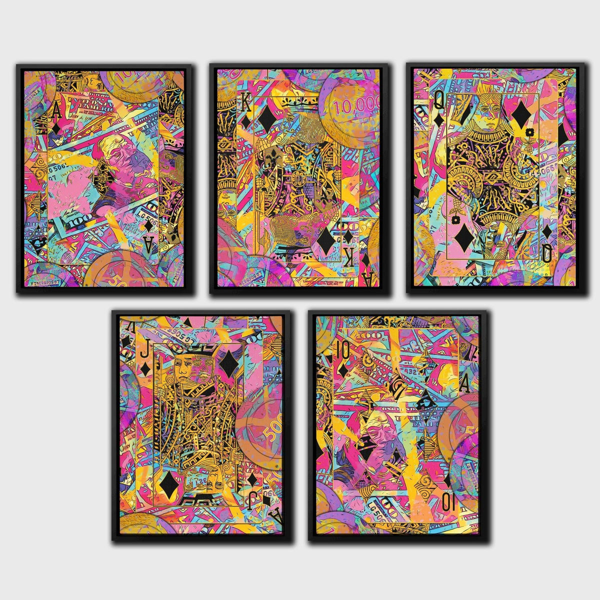 Pink Diamonds Royal Flush - Luxury Wall Art