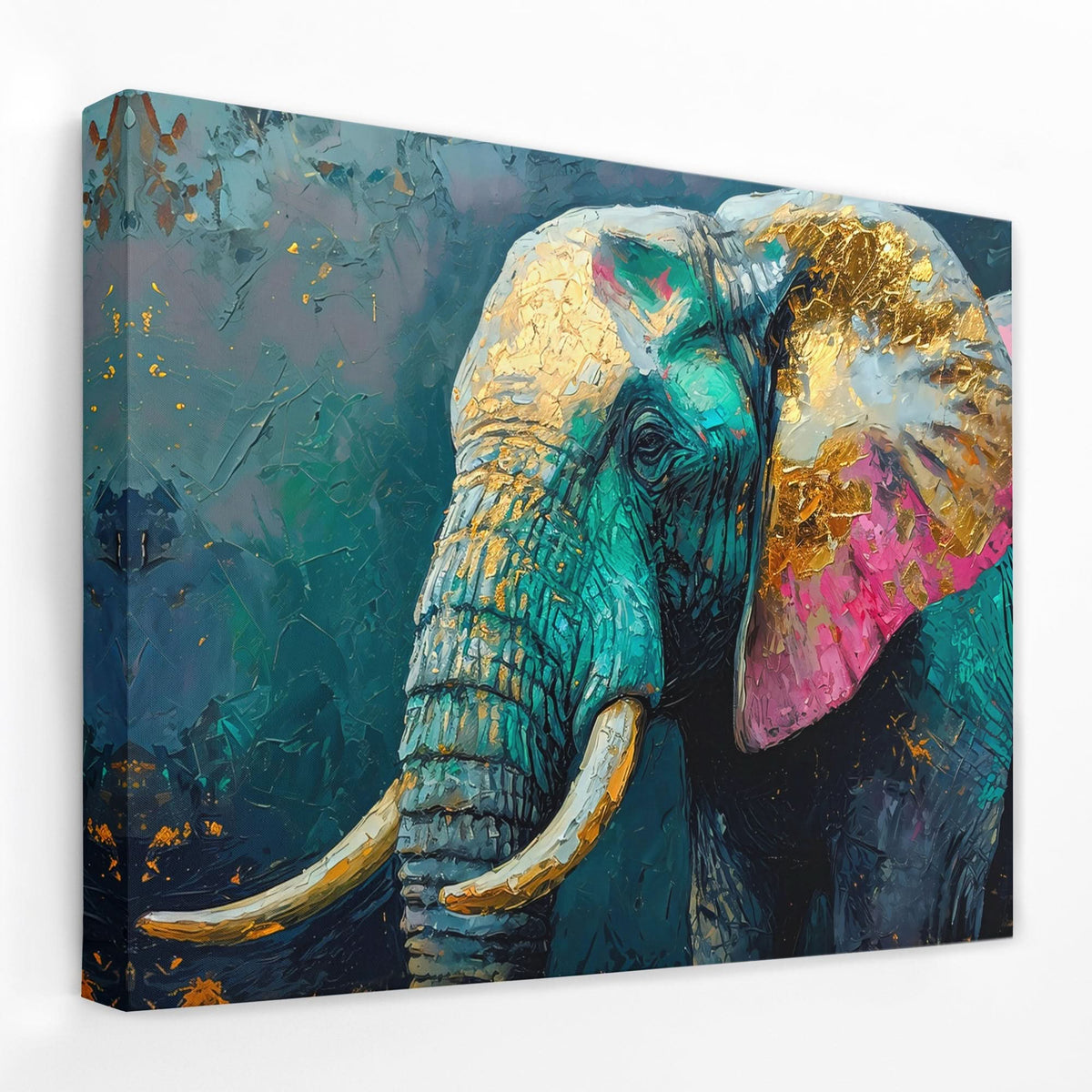 Pink Ears Elephant - Animals Canvas Wall Art
